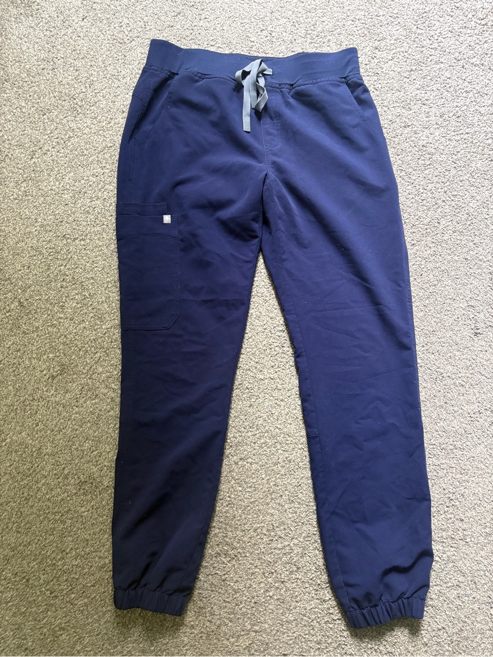 Figs Navy Track Joggers with Gray Drawstring